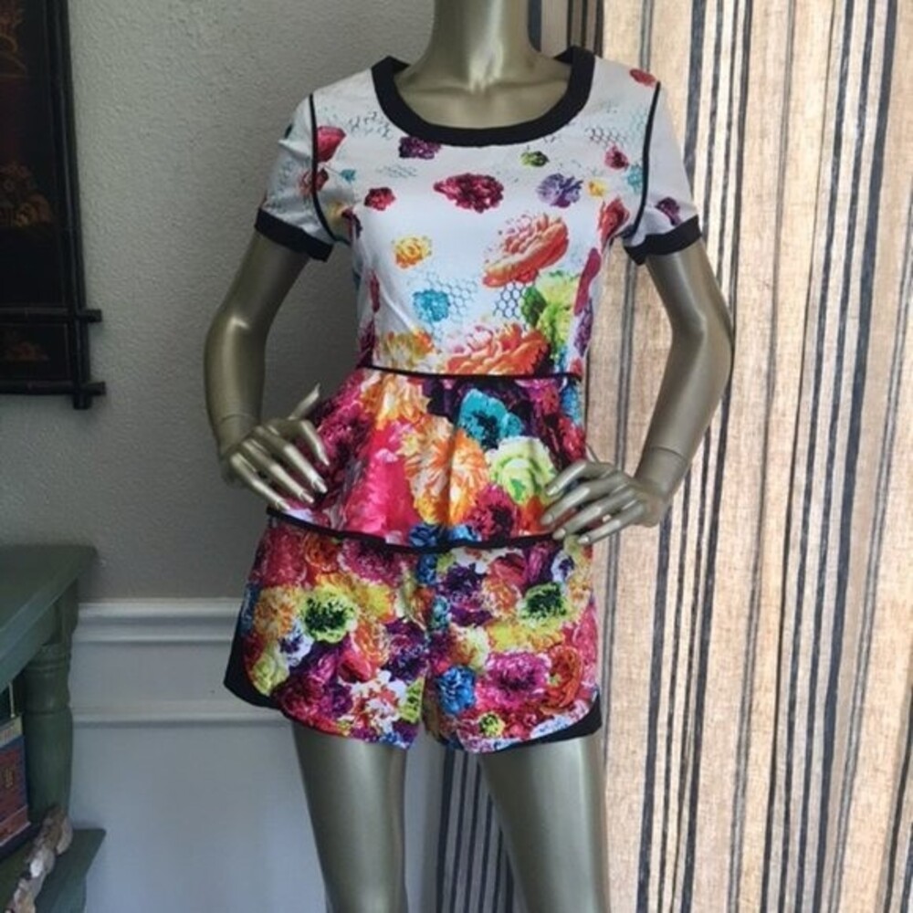 EUC Prabal Gurung for Target Bright Floral Short Set 8
